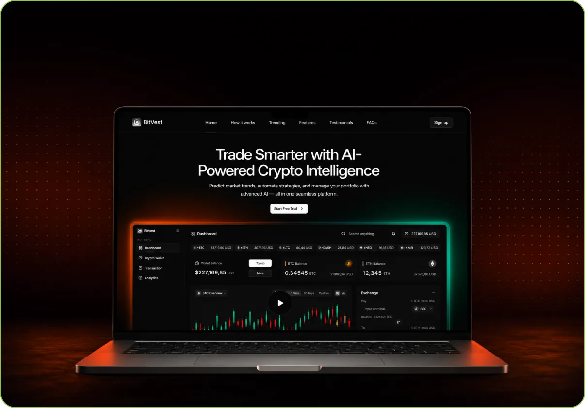 Bitvest crypto trading platform dashboard