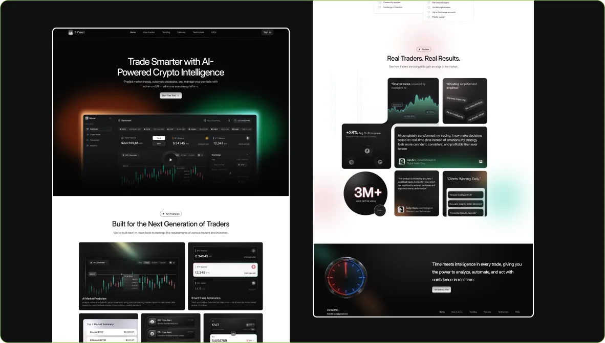 Bitvest full page UI designs