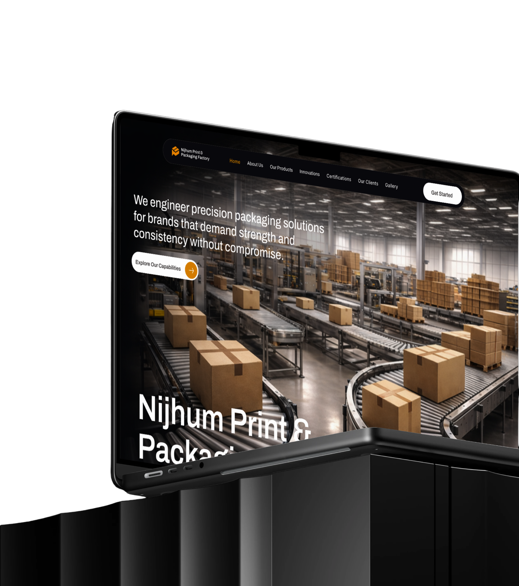 Manufacturing website mockup