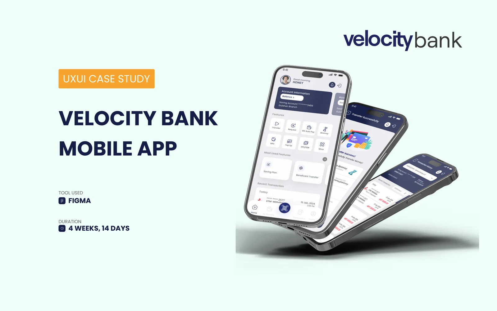 Velocity Bank mobile banking app — UX/UI case study cover